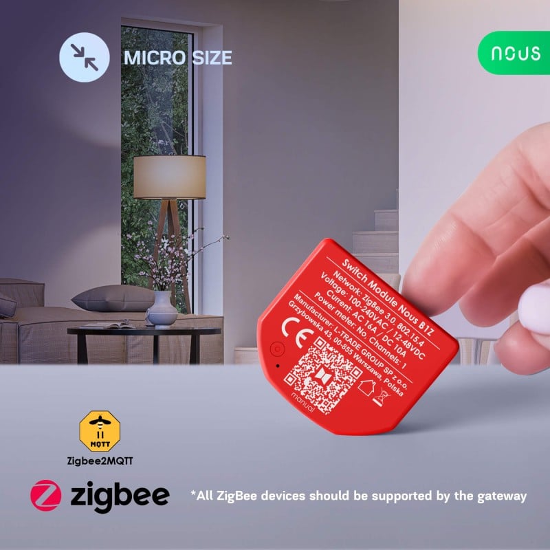 NOUS - Modulo Zigbee ON/OFF (10A DC, 16A AC) - 1 carica