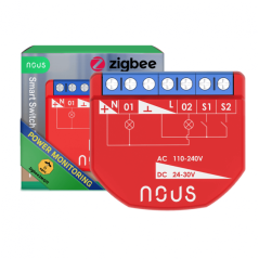 NOUS - Modulo Zigbee ON/OFF + Misura del consumo - 2 carichi