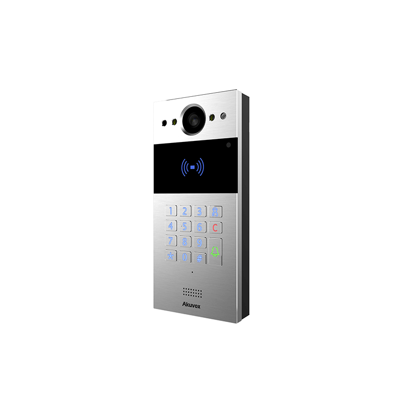 Akuvox - IP Video Türsprechenanlage R20K – 1 Klingel mit Lesegerät für RFID-Badges, NFC - Keypad Modul - In-Wall Edition