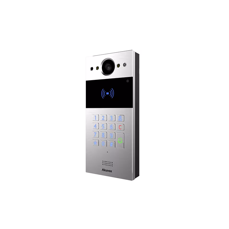 Akuvox - Portier vidéo IP R20K - 1 sonnette avec lecteur de badge RFID et clavier numérique, version encastrée