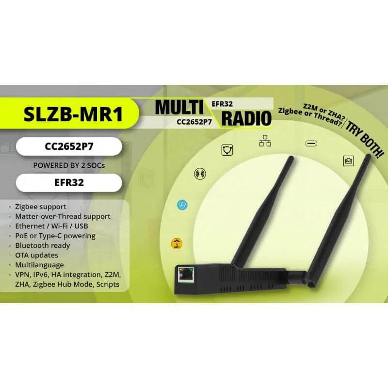 SMLIGHT SLZB-MR1 - USB Ethernet POE Zigbee Adapter + Thread Matter