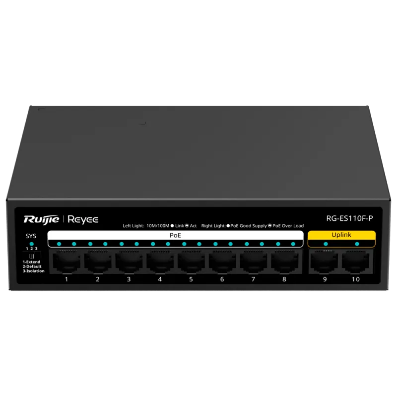 Reyee - 8-Port PoE+ Switch 10/100Mbps 110W RG-ES110F-P