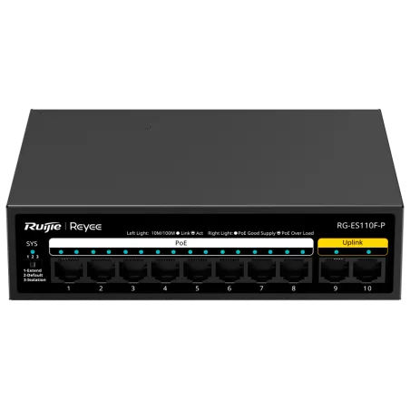 Reyee - 8-Port PoE+ Switch 10/100Mbps 110W RG-ES110F-P
