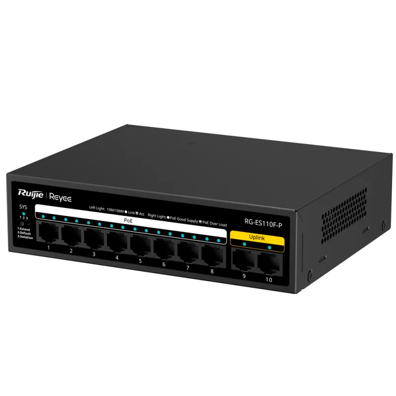 Reyee - 8-Port PoE+ Switch 10/100Mbps 110W RG-ES110F-P