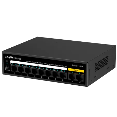 Reyee - 8-Port PoE+ Switch 10/100Mbps 110W RG-ES110F-P