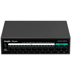 Reyee - 8-Port 10/100Mbps PoE+ Switch + 2 Gigabit Ports RG-ES110FG-P