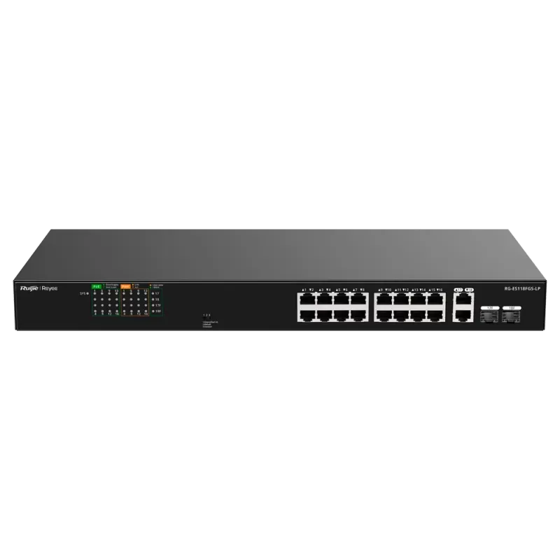 Reyee - Switch PoE+ 16 ports 10/100Mbps + 2 ports Gigabit Combo RG-ES118FGS-LP