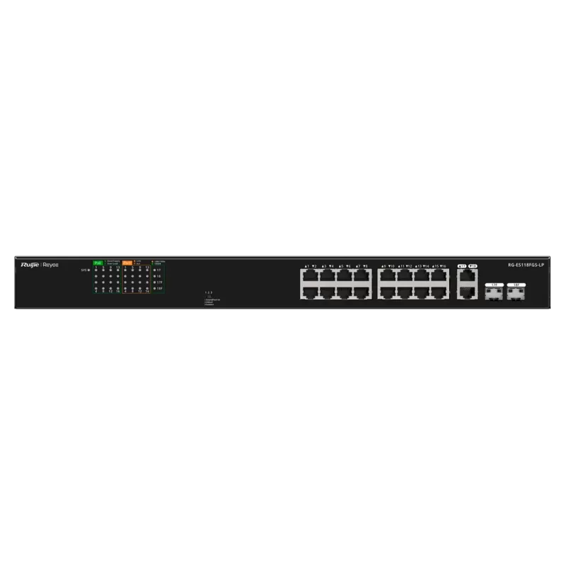 Reyee - Switch PoE+ 16 ports 10/100Mbps + 2 ports Gigabit Combo RG-ES118FGS-LP