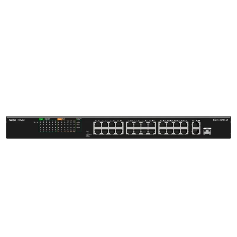 Reyee - Switch PoE+ 24 ports 10/100Mbps + 2 ports Gigabit RG-ES126FGS-LP