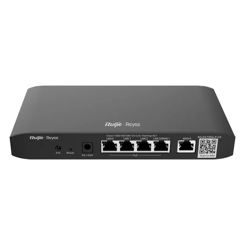 Reyee - 5-Port Gigabit Managed PoE Router with RG-EG105G-P-V3 Controller