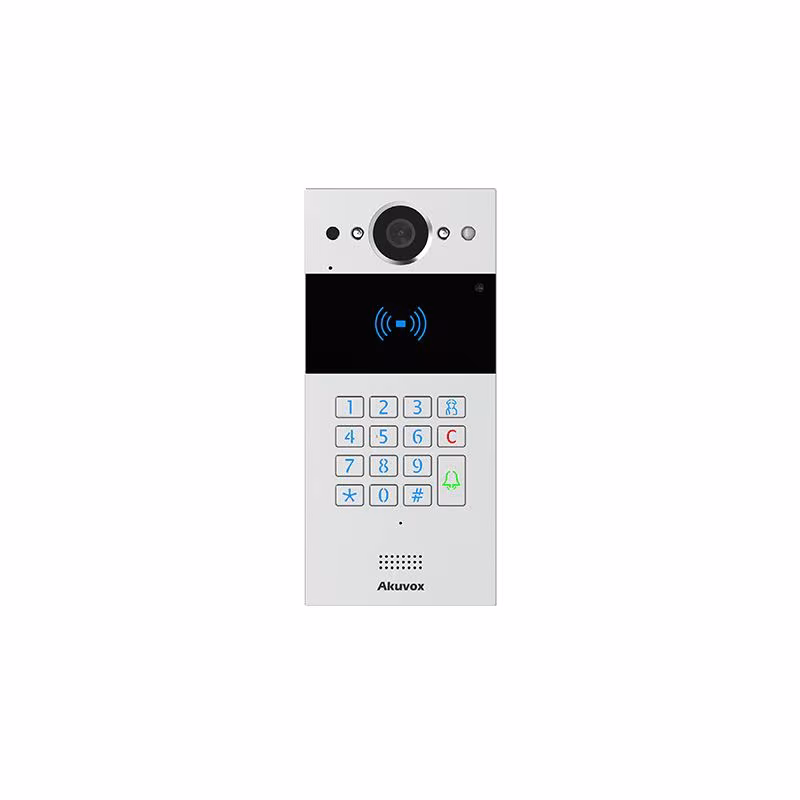 Akuvox - Portier vidéo 2 fils compact SIP R20K-2 - 1 sonnette avec lecteur de badge RFID et clavier