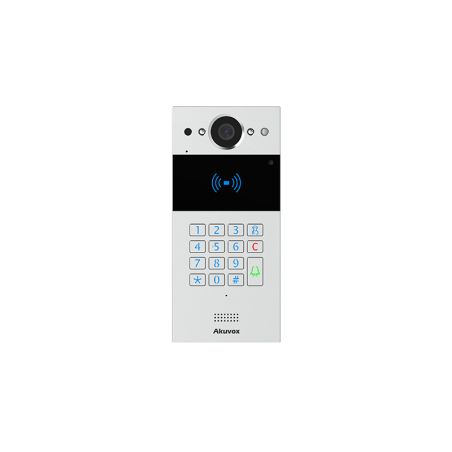 Akuvox - Kompakte 2-Draht SIP Video Türsprechenanlage R20A-2 - 1 Klingel mit Lesegerät für RFID-Badges, NFC - Keypad Modul