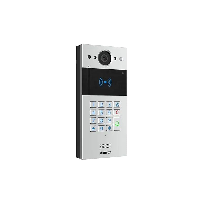 Akuvox - Kompakte 2-Draht SIP Video Türsprechenanlage R20A-2 - 1 Klingel mit Lesegerät für RFID-Badges, NFC - Keypad Modul