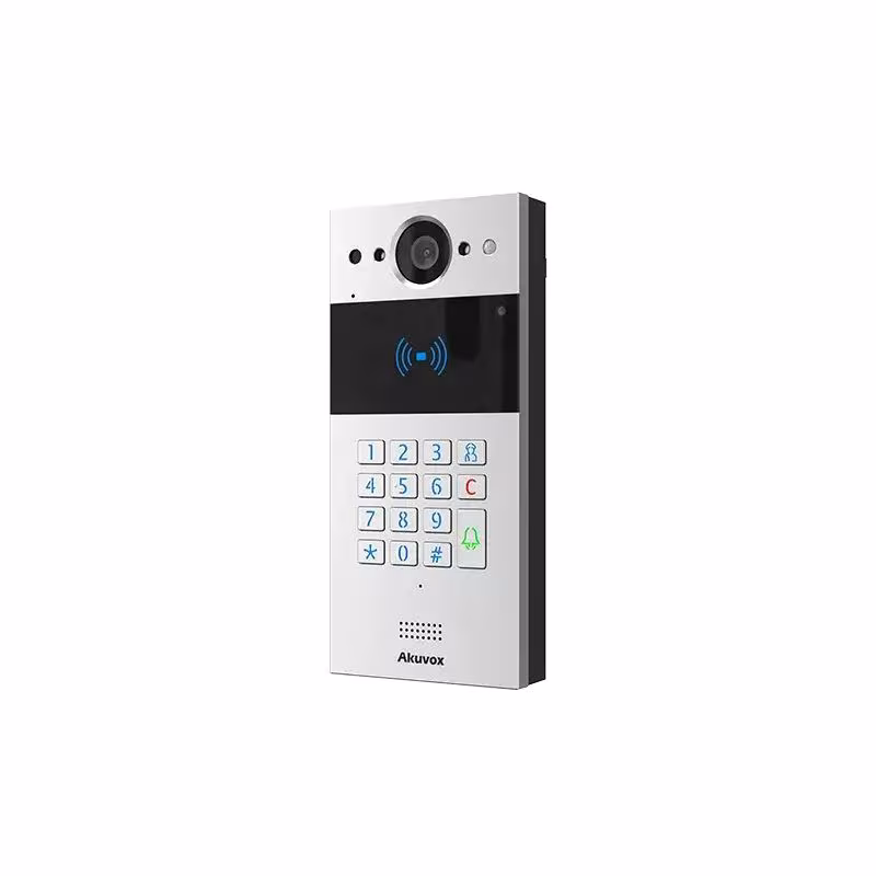 Akuvox - Videocitofono compatto a 2 fili SIP R20K-2 - 1 campanello con lettore di badge RFID e tastiera