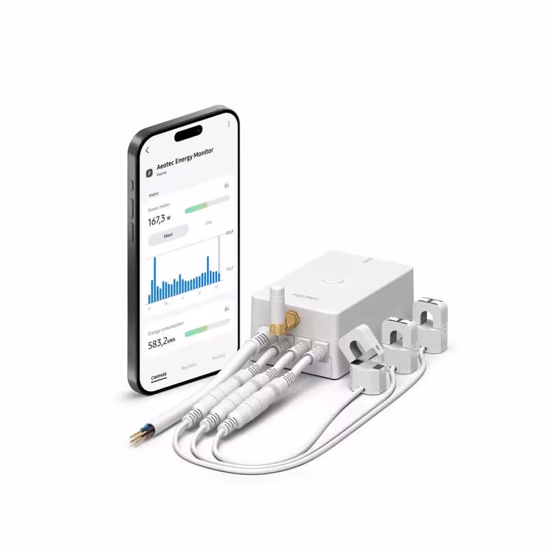 Aeon Labs - Compteur de consommation électrique Z-Wave+, 3 pince, 60A