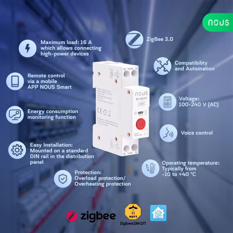 NOUS - Module Zigbee Rail DIN 16A 
