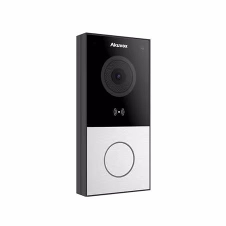 Akuvox - Portier vidéo compact IP E12W - 1 sonnette avec lecteur de badge RFID et Wifi - montage en surface