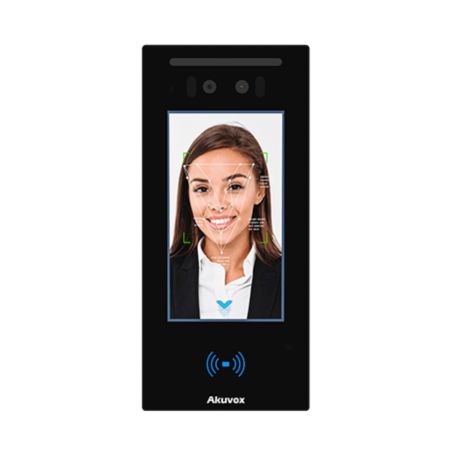 Akuvox - Videocitofono e controllo accessi E16C con riconoscimento facciale, touch screen, Bluetooth, RFID e QR Code