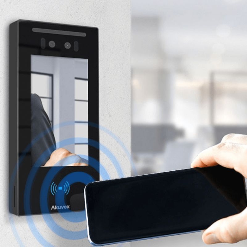 Akuvox - Portier vidéo et contrôle d'accès E16C à reconnaissance faciale, avec écran tactile, Bluetooth, RFID et QR Code