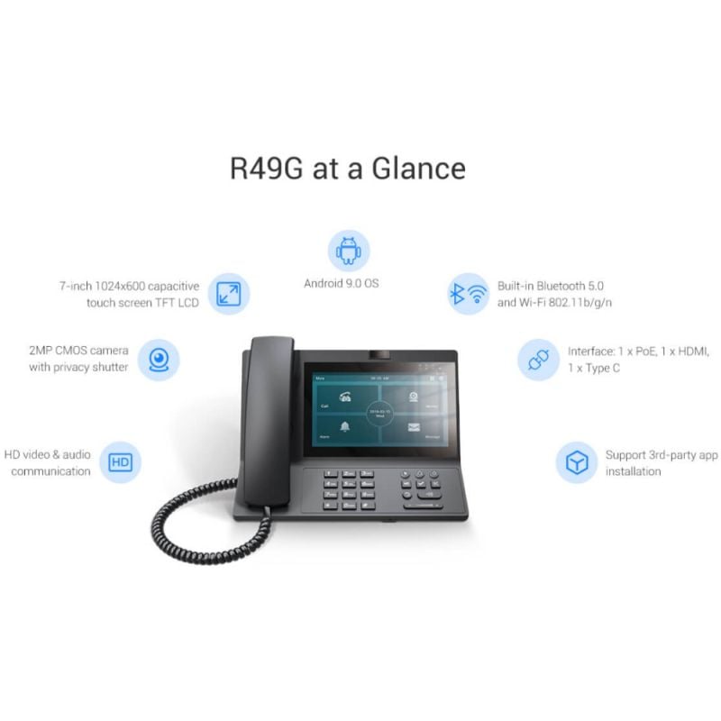 Akuvox VP-R49G Téléphone SIP vidéo multifonctions Android
