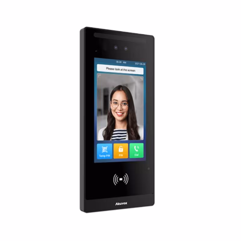Akuvox - E18C Video-Türsprechanlage und Zutrittskontrolle mit Gesichtserkennung, Touchscreen, Bluetooth, RFID, QR-Code, 4G-kompa