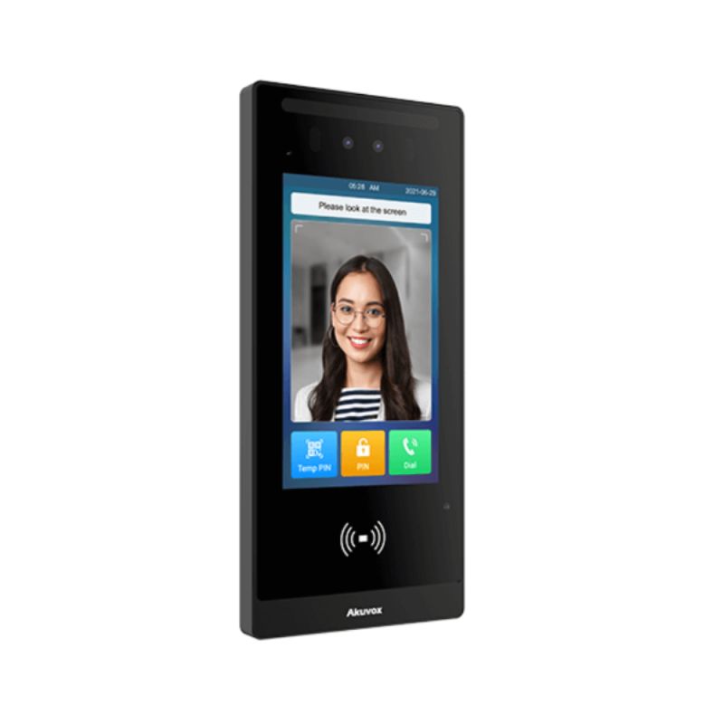 Akuvox - Videocitofono e controllo accessi E18C con riconoscimento facciale, con touch screen, BLE, RFID, QR Code, compatibile 4