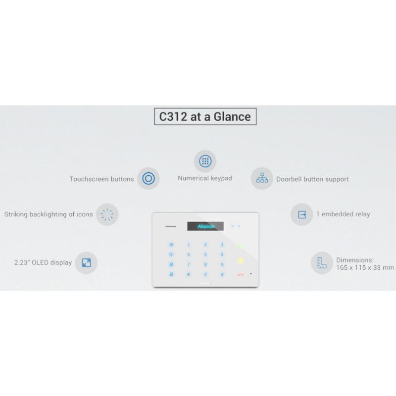 Akuvox - SIP Audio indoor monitor with Wifi and Bluetooth(Akuvox C312A White)