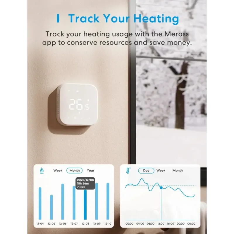Meross - Thermostat intelligent Wi-Fi pour système de chauffage par le sol électrique