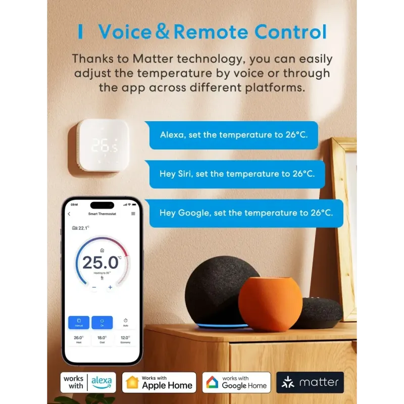 Meross - Smart Wi-Fi Thermostat for Electric Underfloor Heating System