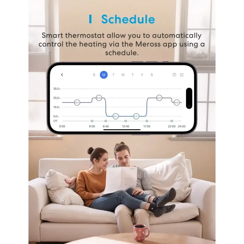 Meross - Intelligentes Wi-Fi-Thermostat für elektrisches Fußbodenheizungssystem