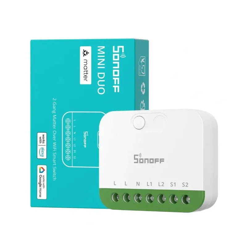 SONOFF MINI-2GS MINI DUO - Interruttore connesso doppio canale Matter Wi-Fi 16A