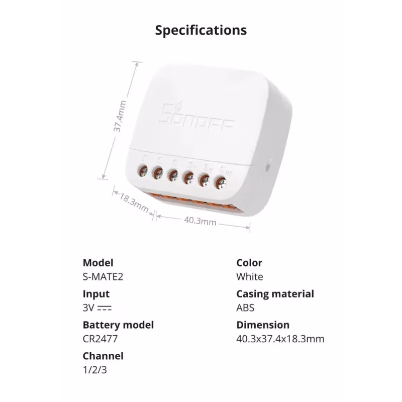 SONOFF S-MATE2 Switch Mate - Interface sans fil pour interrupteurs muraux eWeLink-Remote