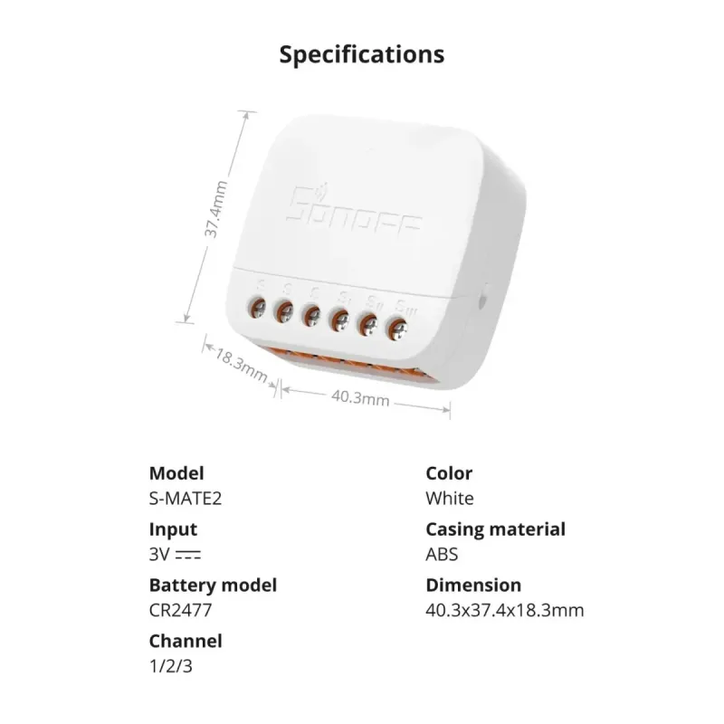 SONOFF S-MATE2 Switch Mate - Wireless Interface for Wall Switches eWeLink-Remote