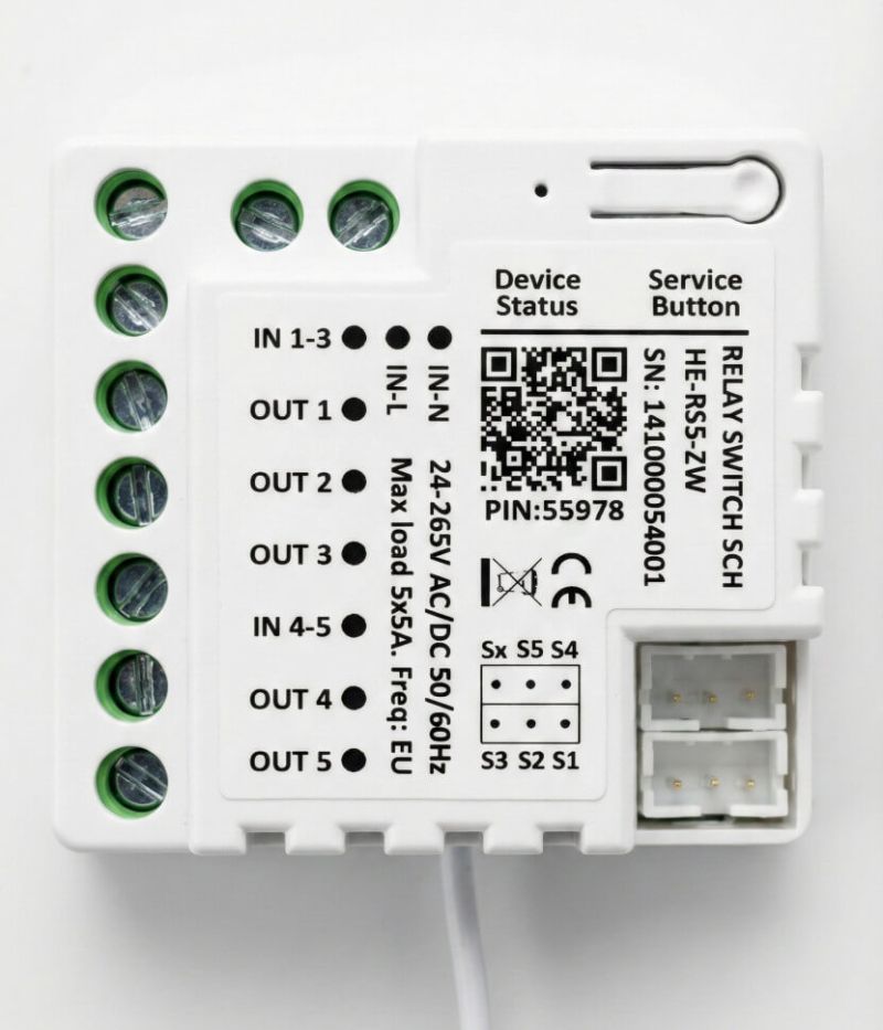 HELTUN HE-RS5-ZW - Z-Wave Relay Module 5 Channels 5x5A
