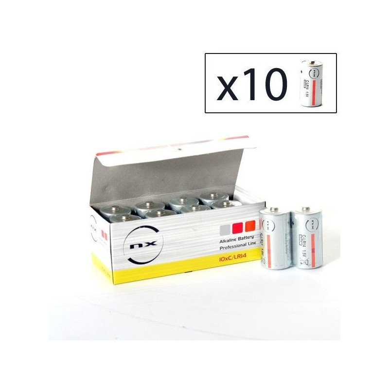 Enix - Boite 10 piles Alcaline LR14 NX 1,5V 9,3Ah