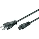 Computer power supply cable with Swiss male plug, black (Mickey Mouse plug)