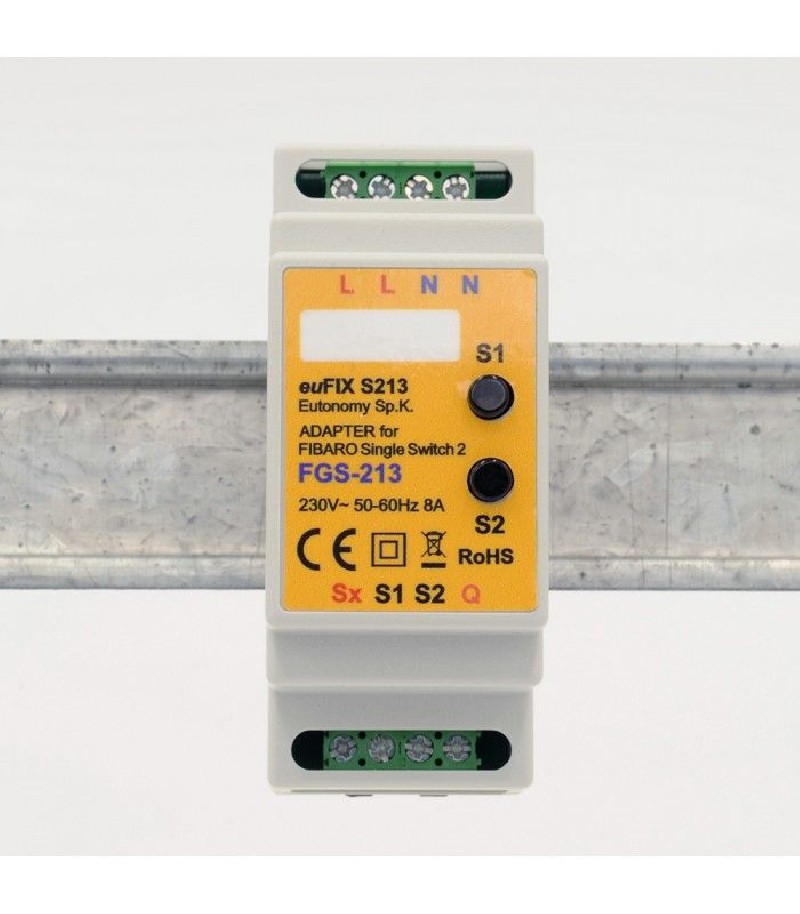 Eutonomy - Adaptater euFIX DIN for Fibaro FGS-213 / FGBHS-213 (with push-buttons)