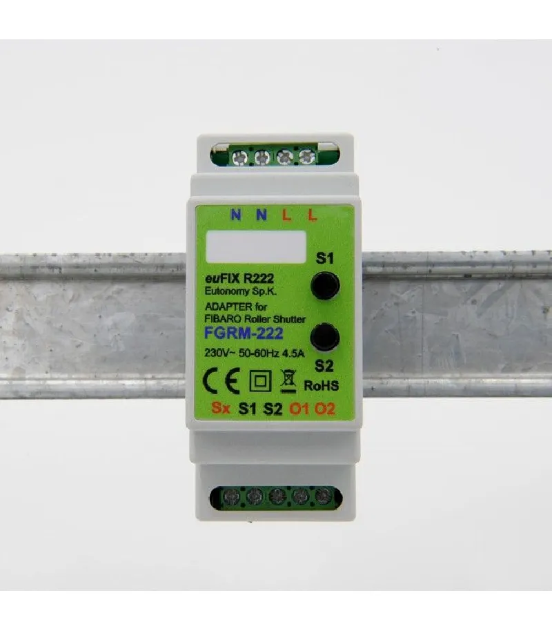 Eutonomy - Adaptateur euFIX DIN pour Fibaro FGR-222 (avec boutons)