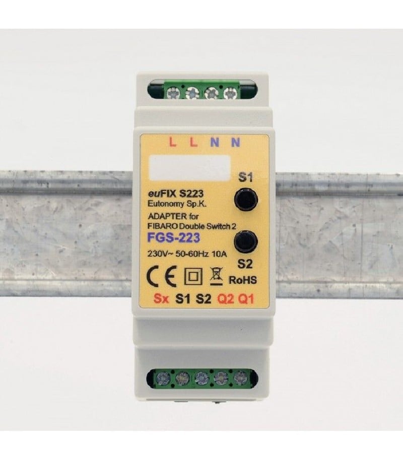 Eutonomy - Adaptater euFIX DIN for Fibaro FGS-222 (with push-buttons)