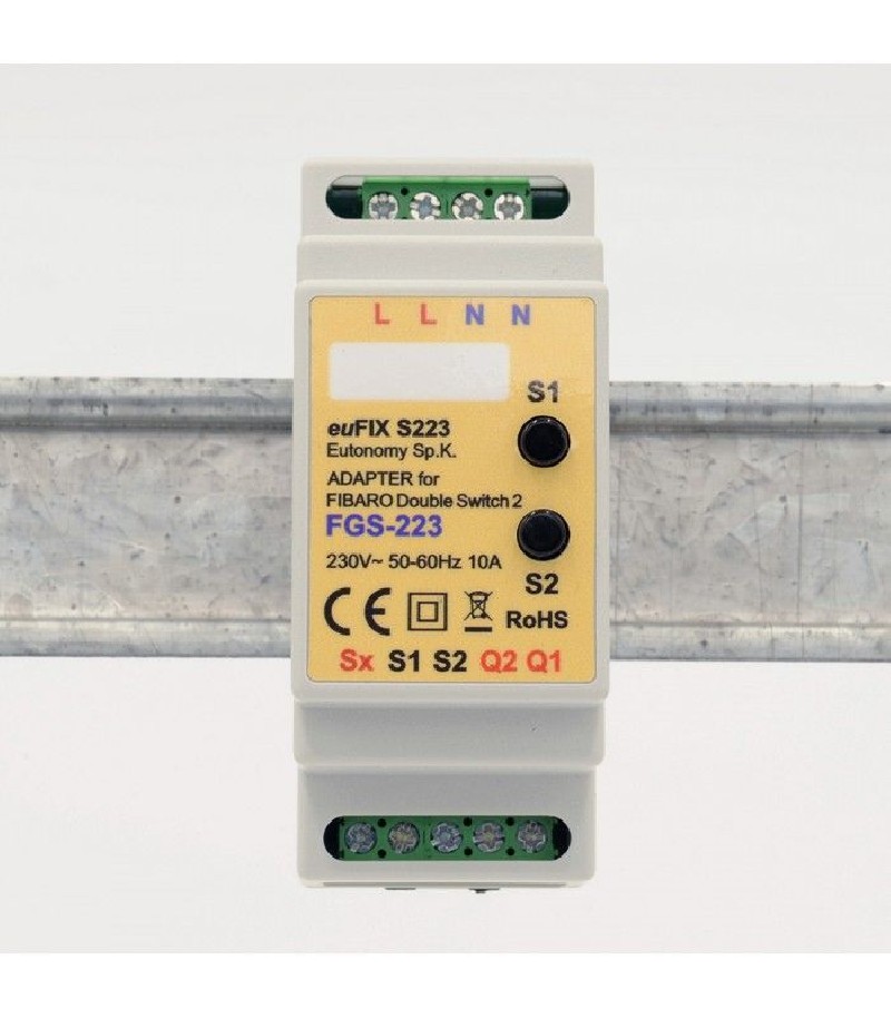 Eutonomy - Adapter euFIX DIN für Fibaro FGS-223 (mit Mikroschalter)