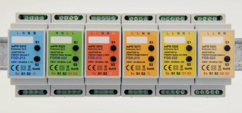 Eutonomy - Adaptater euFIX DIN for Fibaro FGS-222 (with push-buttons)