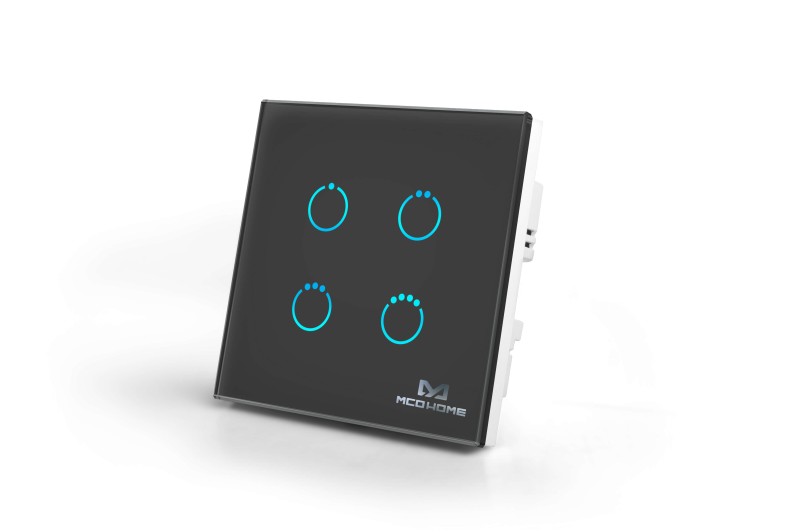 MCO Home - Interruttore Touch Panel Z-Wave+ 4 Tasti, nero (MH-S314B-5)