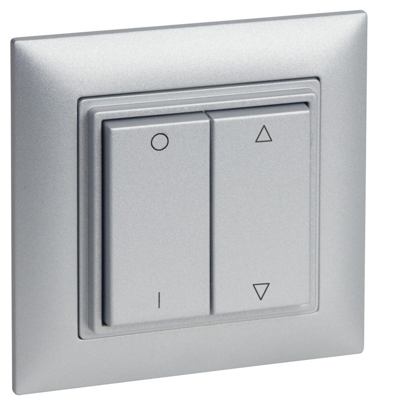 OMNIO - Wall mounted transmitter 4-channels WS-CH-102 (argento con iscrizione"0-1" e con la freccia su/giù)