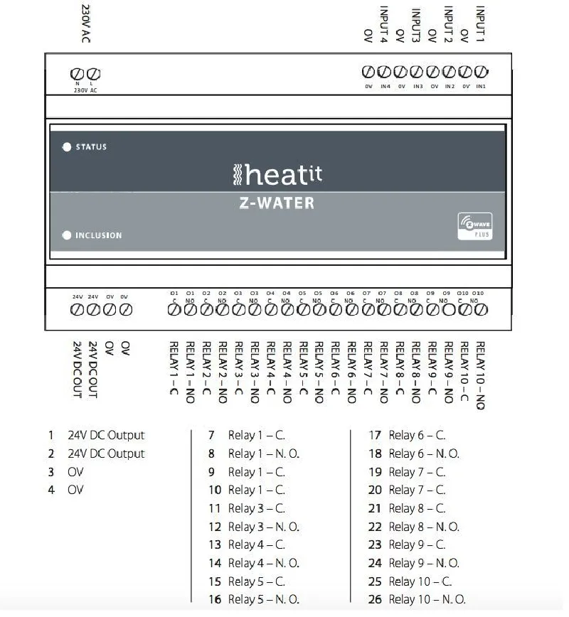 Thermofloor - Hydronic controller Z-wave+ für 10 Ausgänge Heatit Z-Water