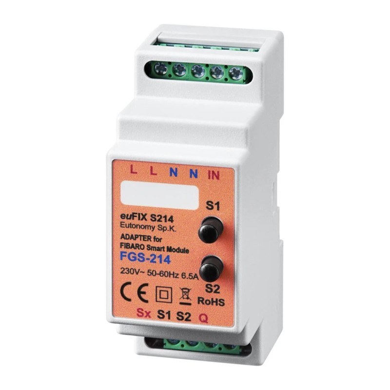 Eutonomy - Adaptater euFIX DIN for Fibaro FGS-214 (with push-buttons)