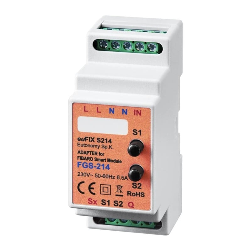 Eutonomy - Adapter euFIX DIN für Fibaro FGS-214 (mit Mikroschalter)