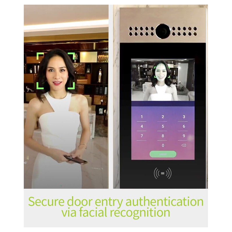 Akuvox - Multi-tenants SIP Touchscreen Intercom R29C with Dual Cameras, QR Code, Card Reader and secure Facial Recognition - Flu