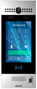 Akuvox - Videocitofono IP multi-tenant R29CT con lettore di impronte digitali, riconoscimento facciale, codice QR, BLE, touch sc