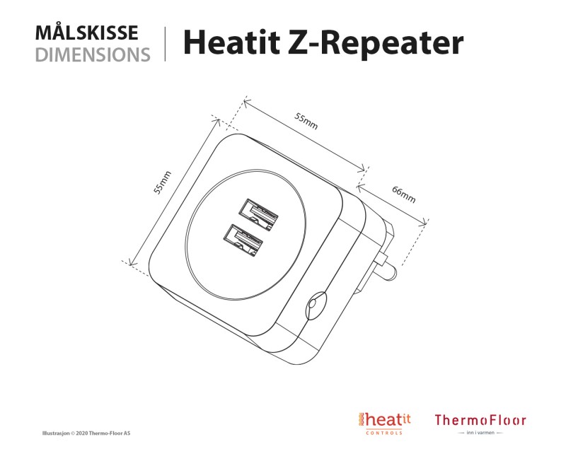 Heatit Controls - Répéteur de signal Z-Wave+ avec ports USB (Heatit Z-Repeater)