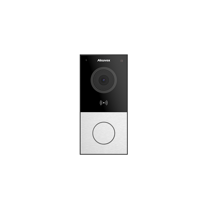 Akuvox - Compact video door phone IP E12W - 1 doorbell with RFID and WiFi badge reader - surface mount